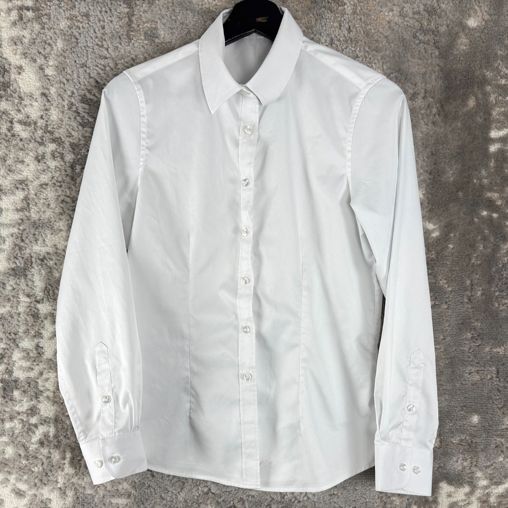 J.Ver Size XS Minimalist Casual Button Top White Long Sleeve Collar